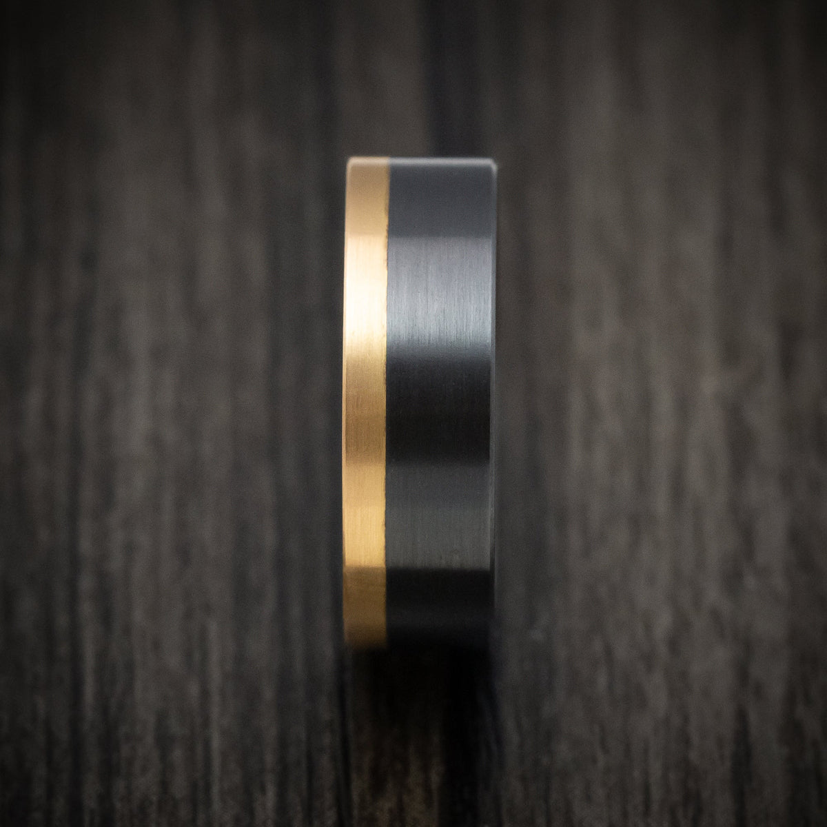 Storm XVIII - Black Zirconium and Gold Edge Men's Wedding Ring Band - view 3 - Nura Lab