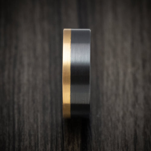 Storm XVIII - Black Zirconium and Gold Edge Men's Wedding Ring Band - view 3 - Nura Lab