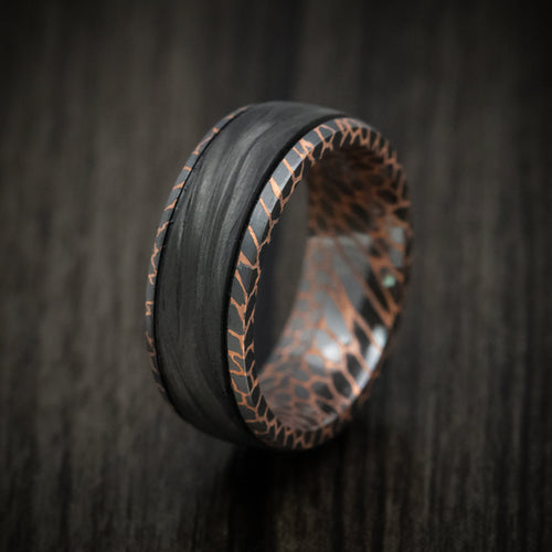 Ironwood XV - Darkened Superconductor and Forged Carbon Fiber Men's Wedding Ring Band - view 3 - Nura Lab