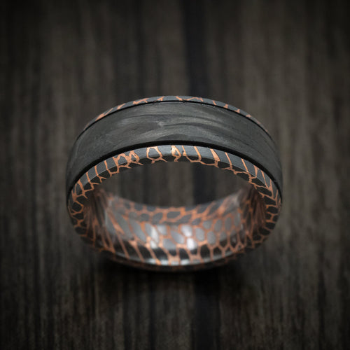 Ironwood XV - Darkened Superconductor and Forged Carbon Fiber Men's Wedding Ring Band - view 2 - Nura Lab