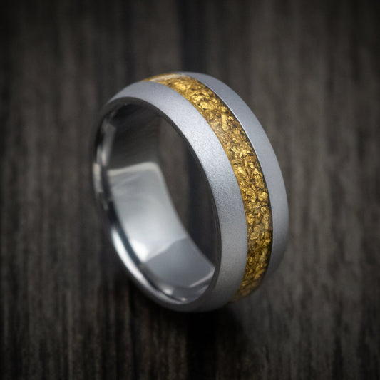 Phoenix XIII - Tantalum and 24K Raw Gold Nugget Men's Wedding Ring Band - Nura Lab
