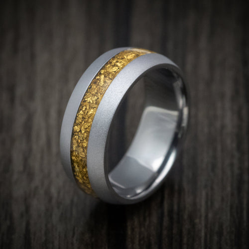 Phoenix XIII - Tantalum and 24K Raw Gold Nugget Men's Wedding Ring Band - view 4 - Nura Lab