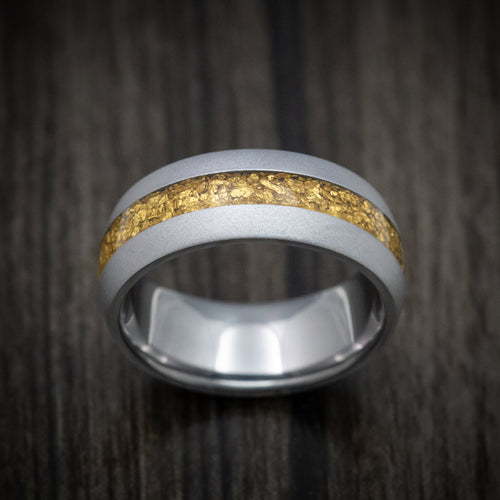 Phoenix XIII - Tantalum and 24K Raw Gold Nugget Men's Wedding Ring Band - view 2 - Nura Lab