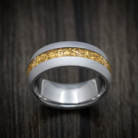 Phoenix XIII - Tantalum and 24K Raw Gold Nugget Men's Wedding Ring Band - view 2 - Nura Lab