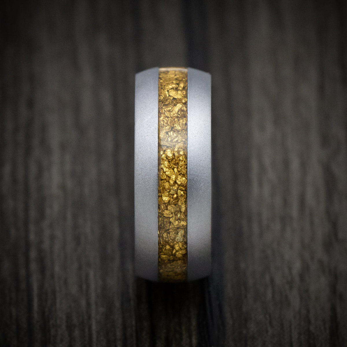 Phoenix XIII - Tantalum and 24K Raw Gold Nugget Men's Wedding Ring Band - view 3 - Nura Lab