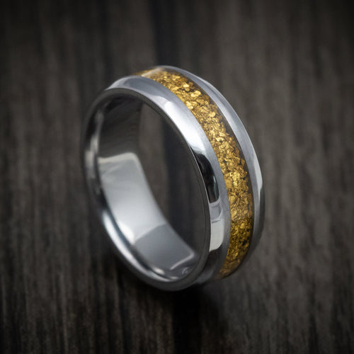 Iron XIII - Tantalum and 24K Raw Gold Nugget Men's Wedding Ring Band - Nura Lab