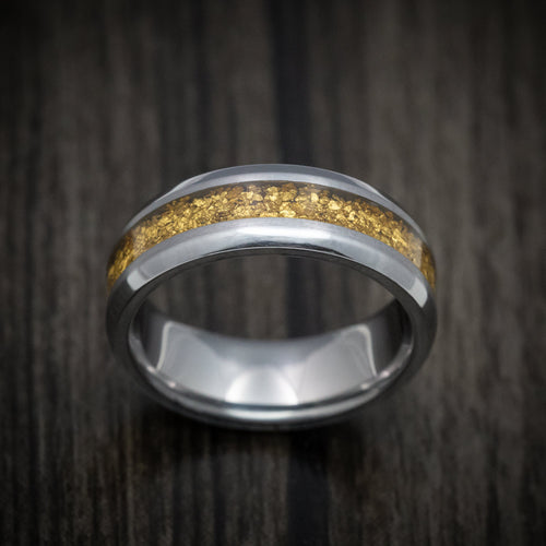 Iron XIII - Tantalum and 24K Raw Gold Nugget Men's Wedding Ring Band - view 2 - Nura Lab
