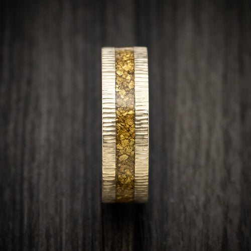 Valor XV - 10K Gold and 24K Raw Gold Nugget Men's Wedding Ring with Forged Carbon Fiber Sleeve Band - view 3 - Nura Lab
