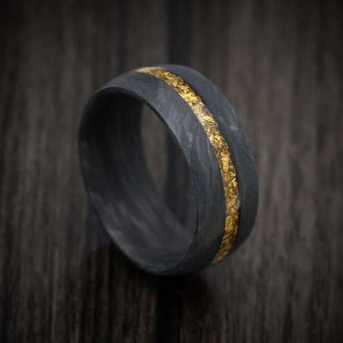Duke XIV - Forged Carbon Fiber and 24K Raw Gold Nugget Men's Wedding Ring Band - Nura Lab