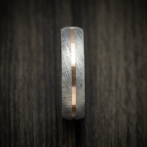 Albatross XII - Gibeon Meteorite Men's Wedding Ring with 14K Gold Inlay and Wood Sleeve - view 3 - Nura Lab