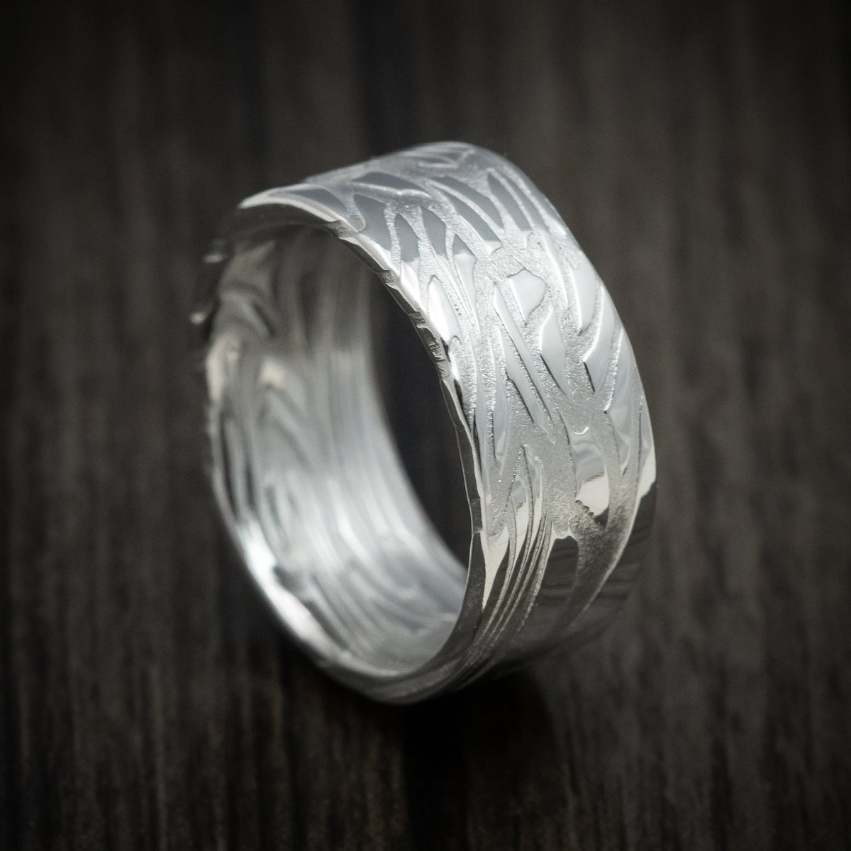 Vanguard XII - Scale Kuro Damascus Steel Men's Wedding Ring Band - Nura Lab