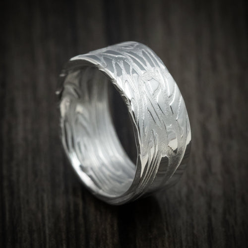 Vanguard XII - Scale Kuro Damascus Steel Men's Wedding Ring Band - Nura Lab