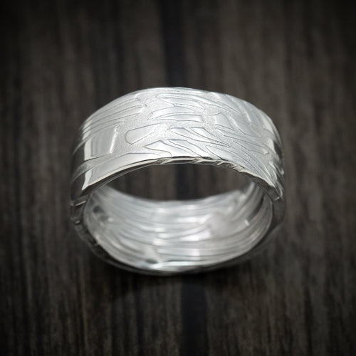 Vanguard XII - Scale Kuro Damascus Steel Men's Wedding Ring Band - view 2 - Nura Lab