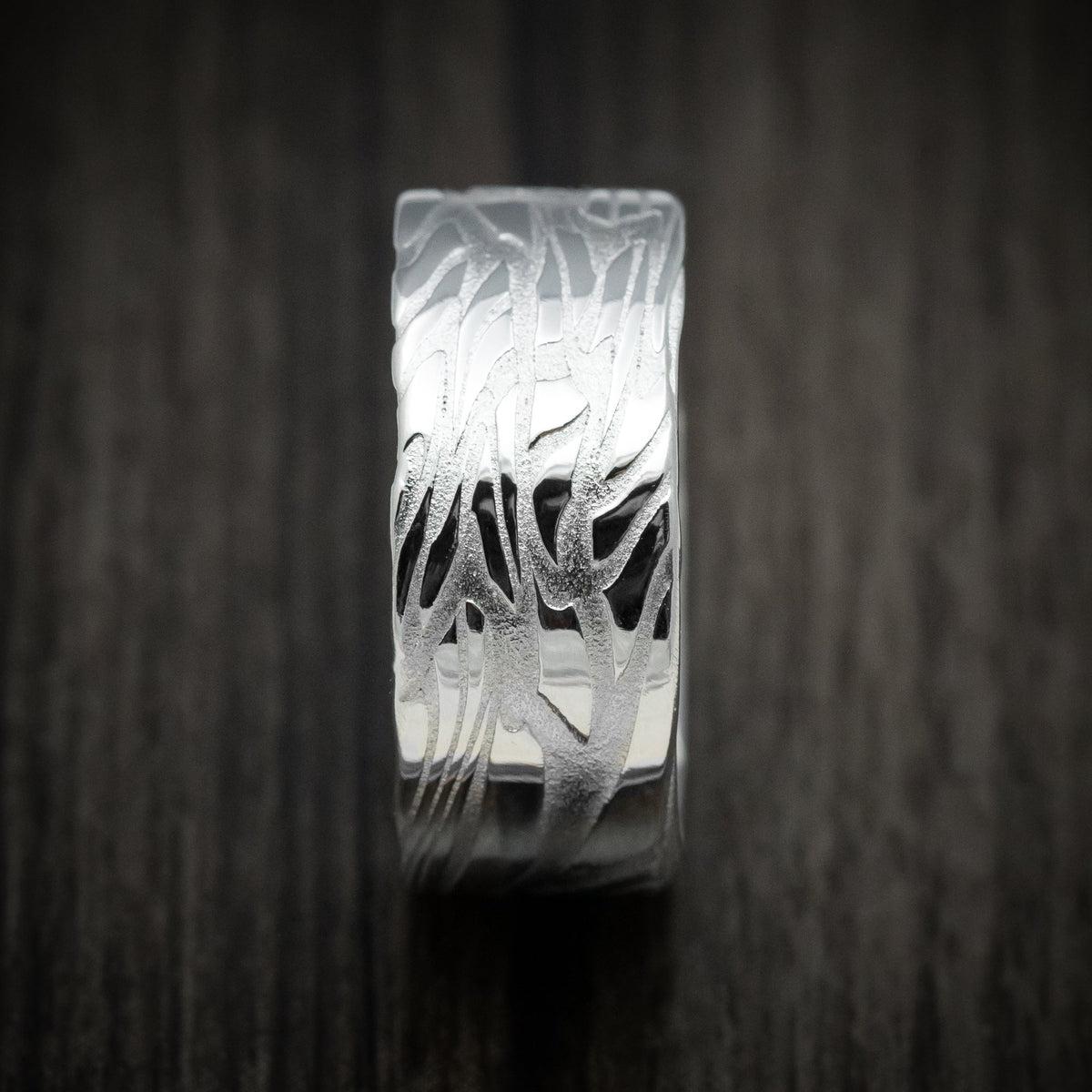 Vanguard XII - Scale Kuro Damascus Steel Men's Wedding Ring Band - view 3 - Nura Lab