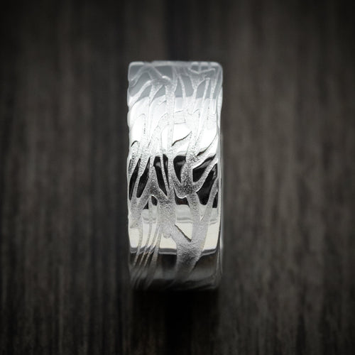 Vanguard XII - Scale Kuro Damascus Steel Men's Wedding Ring Band - view 3 - Nura Lab