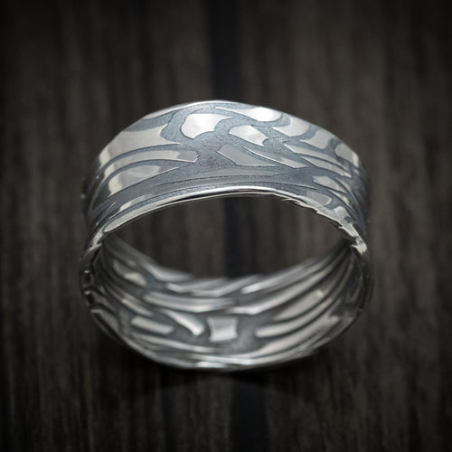 Summit XII - Scale Kuro Damascus Steel Men's Wedding Ring Band - view 2 - Nura Lab