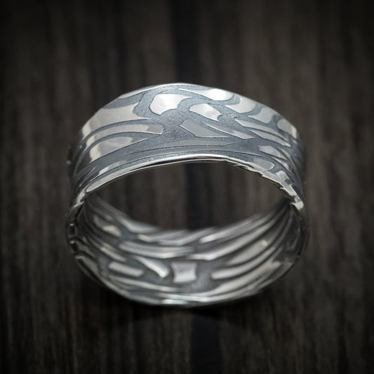 Summit XII - Scale Kuro Damascus Steel Men's Wedding Ring Band - view 2 - Nura Lab