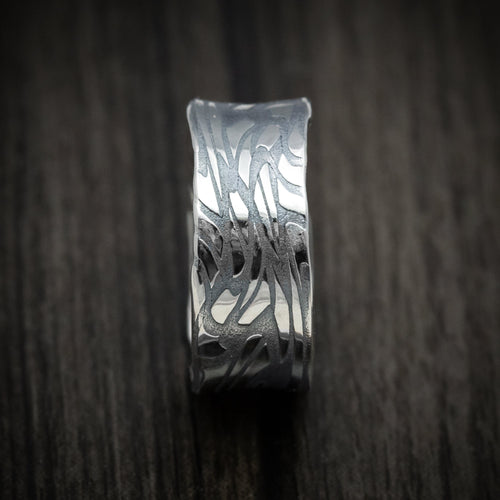 Summit XII - Scale Kuro Damascus Steel Men's Wedding Ring Band - view 3 - Nura Lab