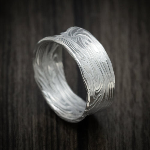 Forge XII - Scale Kuro Damascus Steel Men's Wedding Ring Band - Nura Lab