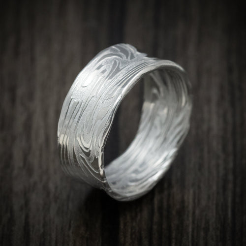 Forge XII - Scale Kuro Damascus Steel Men's Wedding Ring Band - view 4 - Nura Lab