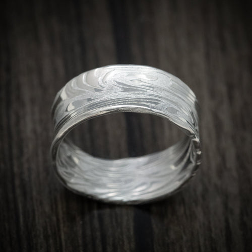 Forge XII - Scale Kuro Damascus Steel Men's Wedding Ring Band - view 2 - Nura Lab