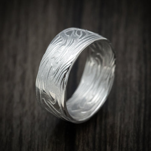 Dominion XII - Scale Kuro Damascus Steel Men's Wedding Ring Band - view 4 - Nura Lab