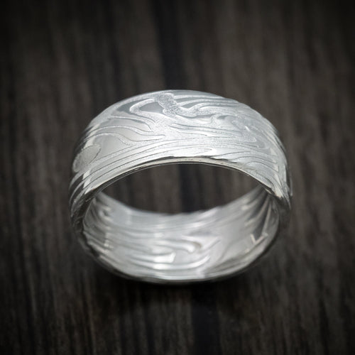 Dominion XII - Scale Kuro Damascus Steel Men's Wedding Ring Band - view 2 - Nura Lab