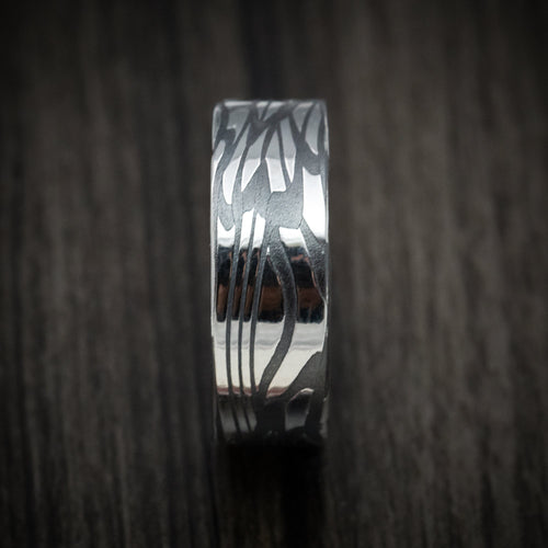 Valorant XI - Scale Kuro Damascus Steel Men's Wedding Ring Band - view 3 - Nura Lab