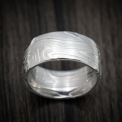 Sterling XI - Kinetic Kuro Damascus Steel Men's Wedding Ring Band - view 2 - Nura Lab
