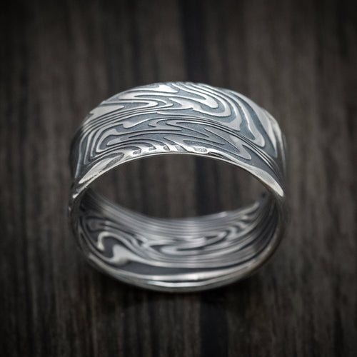 Everest XI - Kinetic Kuro Damascus Steel Men's Wedding Ring Band - view 2 - Nura Lab