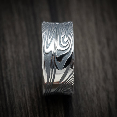 Everest XI - Kinetic Kuro Damascus Steel Men's Wedding Ring Band - view 3 - Nura Lab