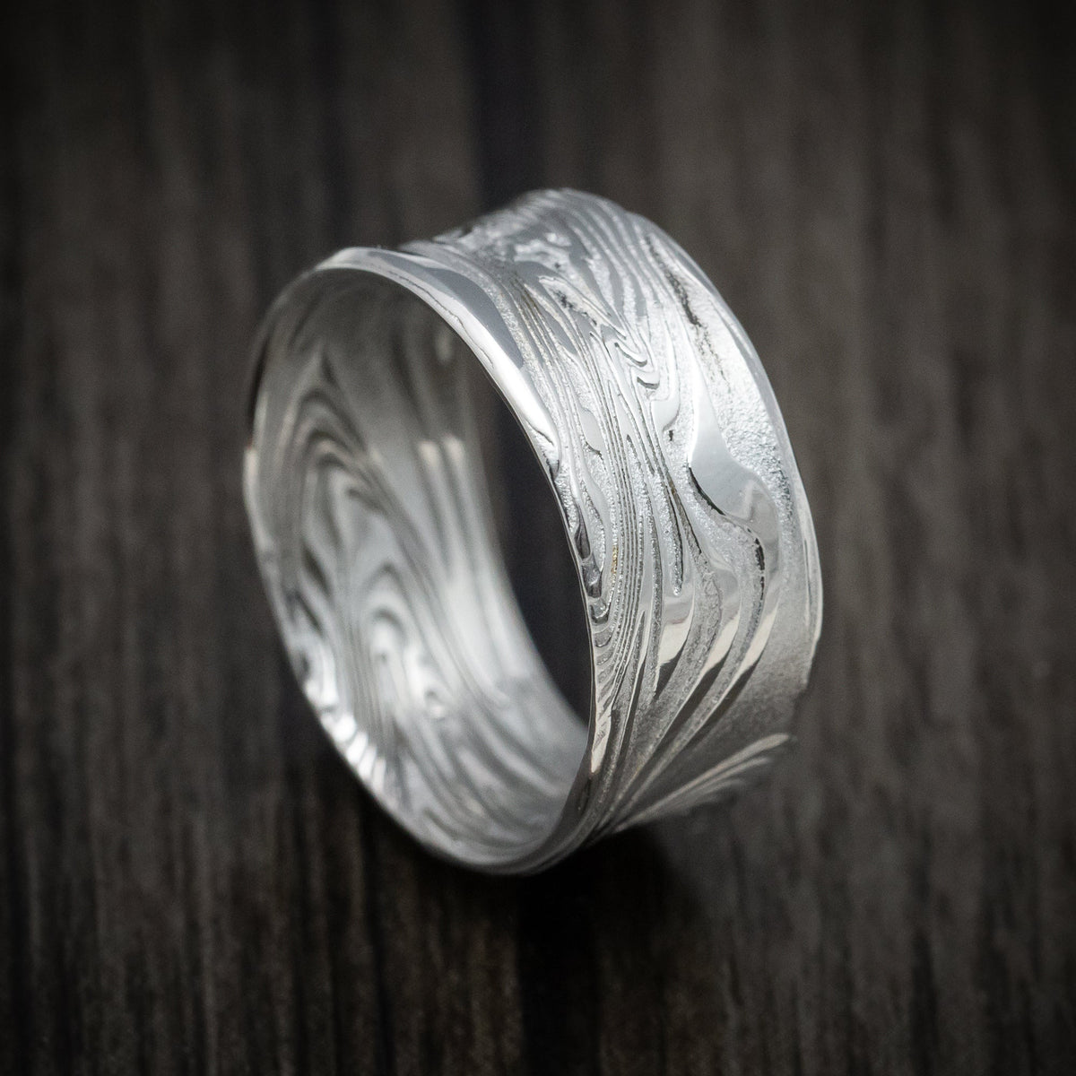 Heritage XI - Kinetic Kuro Damascus Steel Men's Wedding Ring Band - Nura Lab
