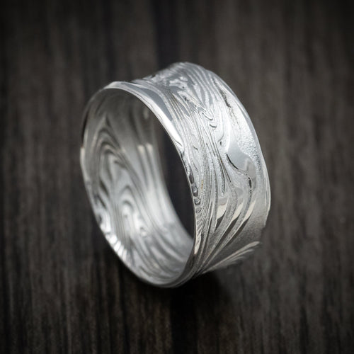Heritage XI - Kinetic Kuro Damascus Steel Men's Wedding Ring Band - Nura Lab