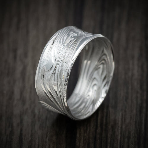 Heritage XI - Kinetic Kuro Damascus Steel Men's Wedding Ring Band - view 4 - Nura Lab