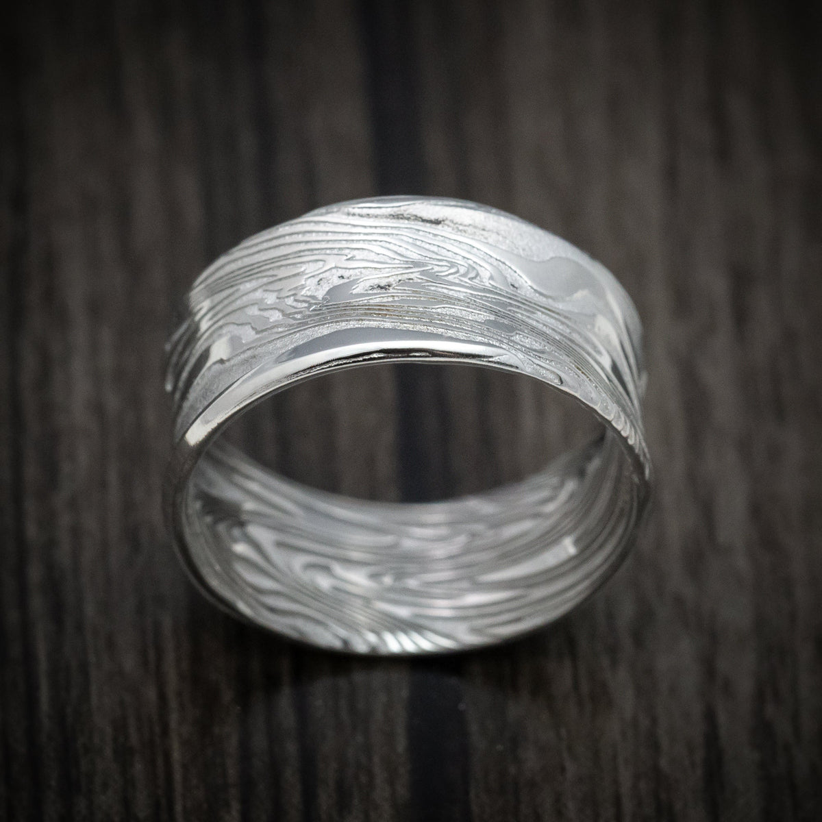 Heritage XI - Kinetic Kuro Damascus Steel Men's Wedding Ring Band - view 2 - Nura Lab