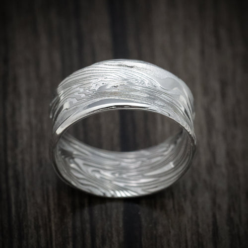 Heritage XI - Kinetic Kuro Damascus Steel Men's Wedding Ring Band - view 2 - Nura Lab