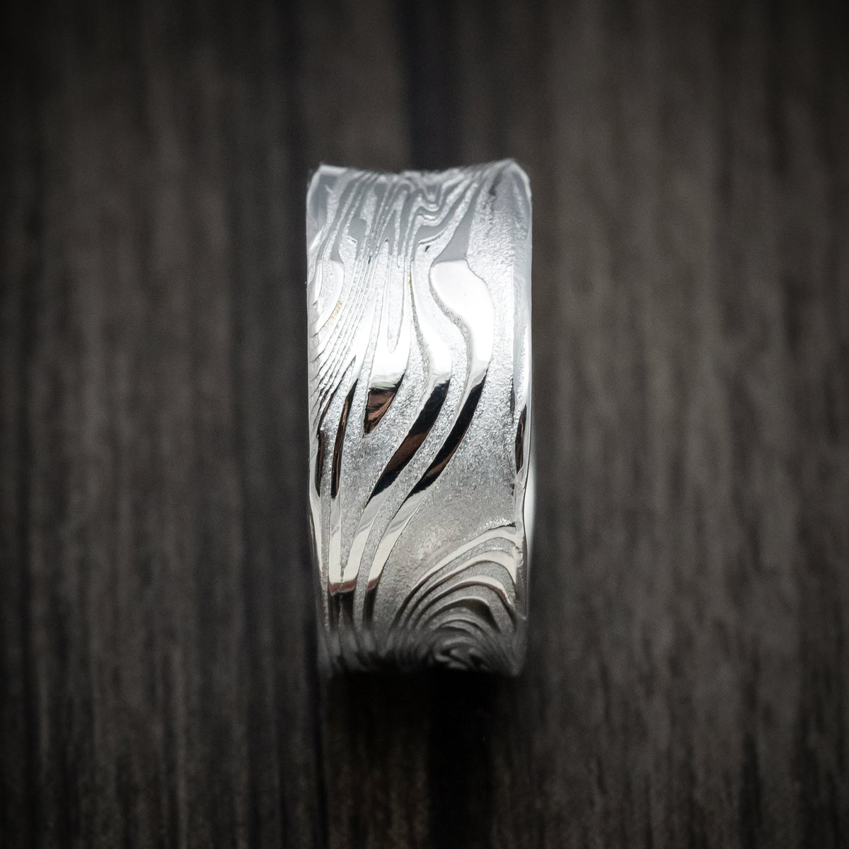 Heritage XI - Kinetic Kuro Damascus Steel Men's Wedding Ring Band - view 3 - Nura Lab