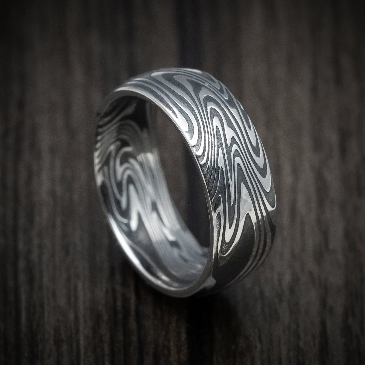 Coal X - Kinetic Kuro Damascus Steel Men's Wedding Ring Band - Nura Lab
