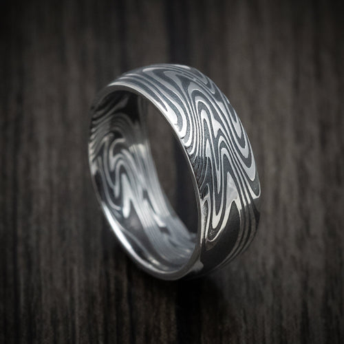 Coal X - Kinetic Kuro Damascus Steel Men's Wedding Ring Band - Nura Lab