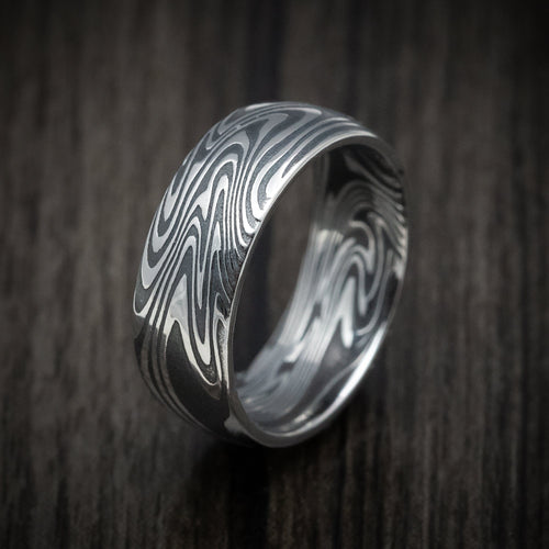 Coal X - Kinetic Kuro Damascus Steel Men's Wedding Ring Band - view 4 - Nura Lab