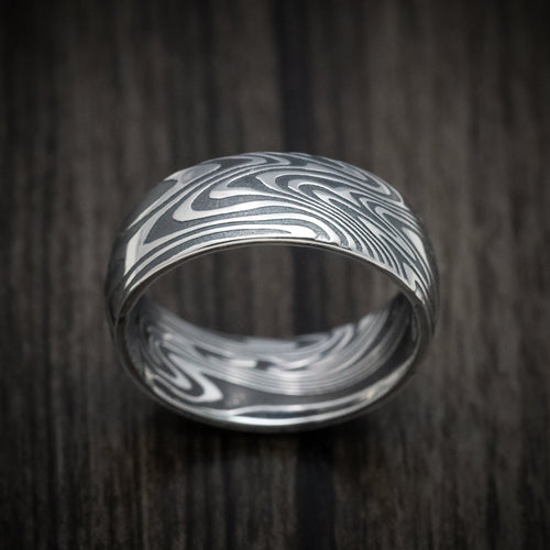 Coal X - Kinetic Kuro Damascus Steel Men's Wedding Ring Band - view 2 - Nura Lab