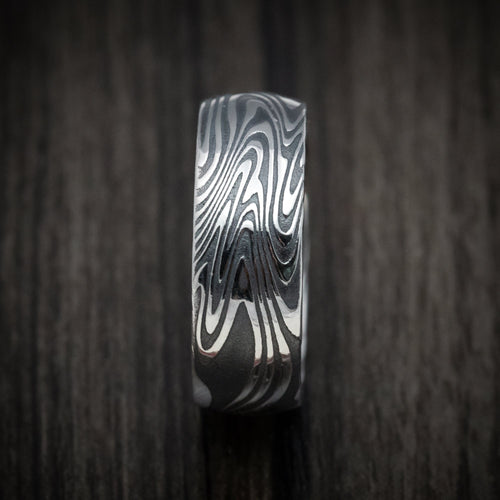 Coal X - Kinetic Kuro Damascus Steel Men's Wedding Ring Band - view 3 - Nura Lab