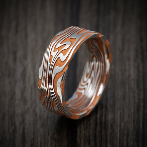 Ember XI - Kinetic Kuro Damascus Steel Men's Wedding Ring with Cerakote Grooves Band - view 4 - Nura Lab