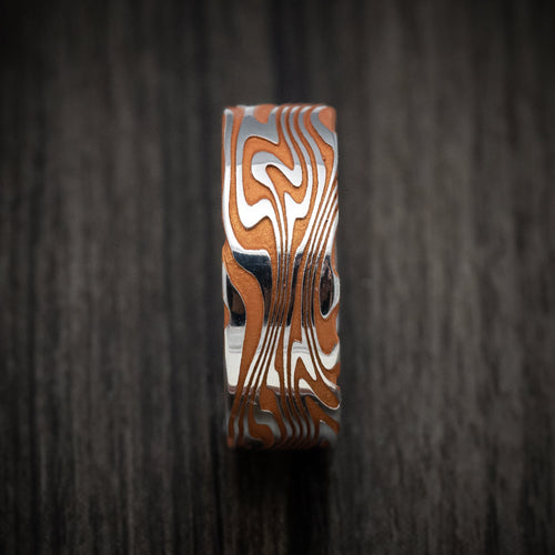 Ember XI - Kinetic Kuro Damascus Steel Men's Wedding Ring with Cerakote Grooves Band - view 3 - Nura Lab