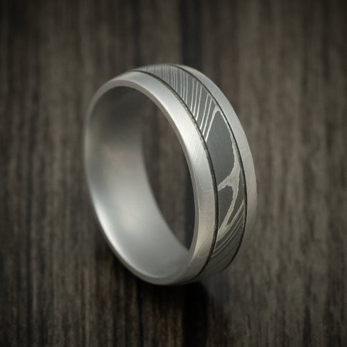 Spartan IX - Damascus Steel Two-Tone Men's Ring Wedding Ring Genuine Craftsmanship - Nura Lab