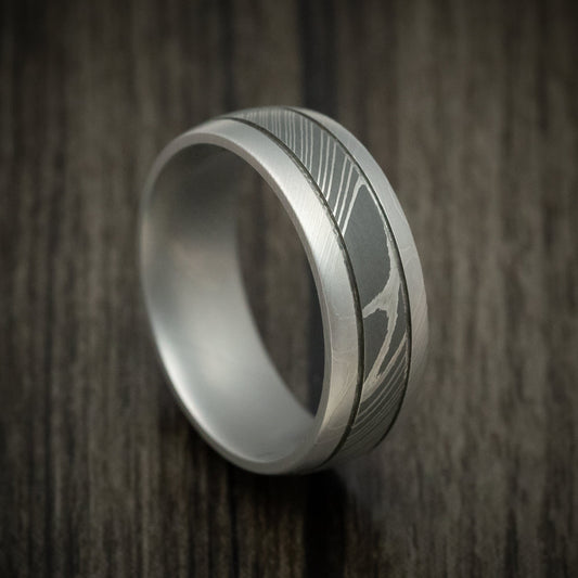Spartan IX - Damascus Steel Two-Tone Men's Ring Wedding Ring Genuine Craftsmanship - Nura Lab