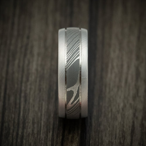 Spartan IX - Damascus Steel Two-Tone Men's Ring Wedding Ring Genuine Craftsmanship - view 3 - Nura Lab