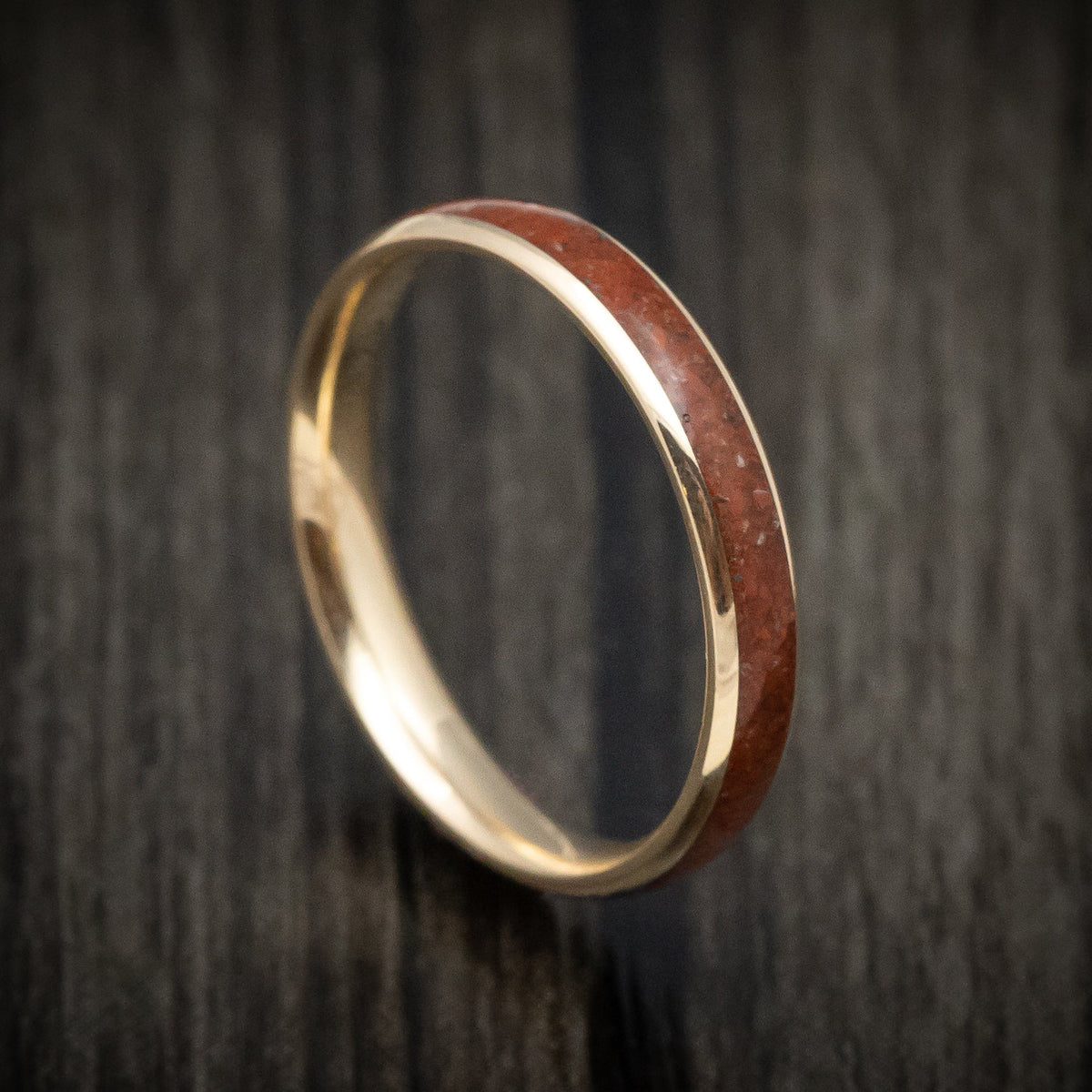Coal XVI - Yellow Gold and Dinosaur Bone Men's Wedding Ring - Nura Lab