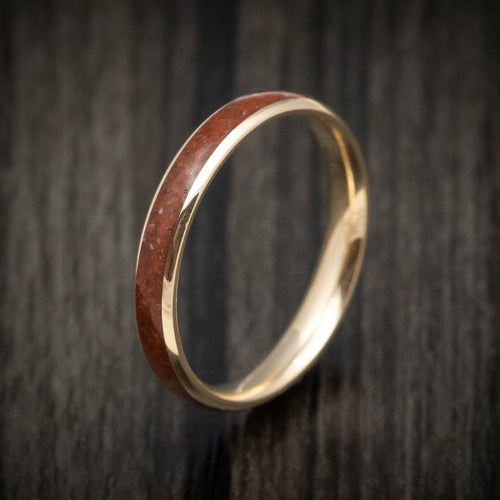 Coal XVI - Yellow Gold and Dinosaur Bone Men's Wedding Ring - view 4 - Nura Lab