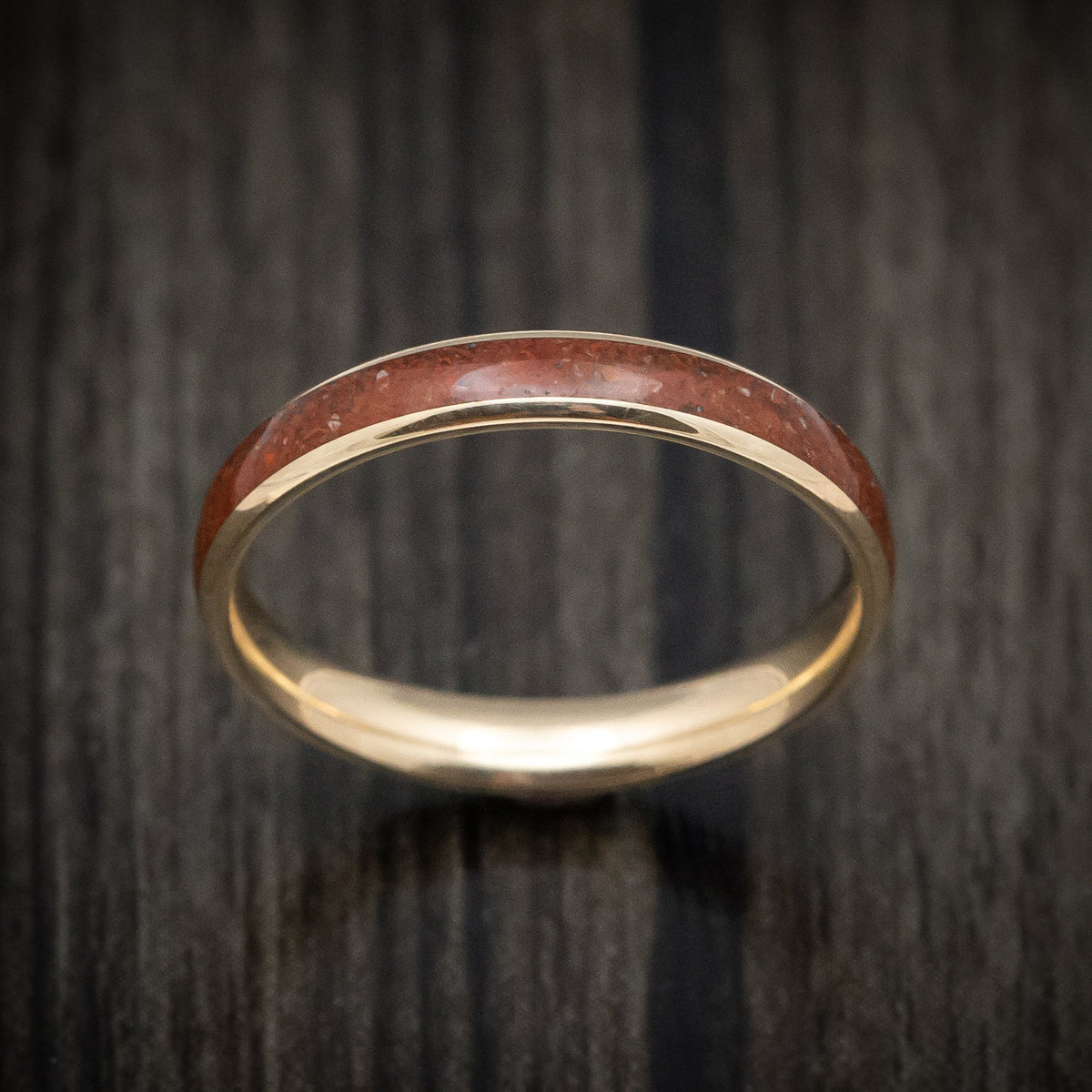 Coal XVI - Yellow Gold and Dinosaur Bone Men's Wedding Ring - view 2 - Nura Lab